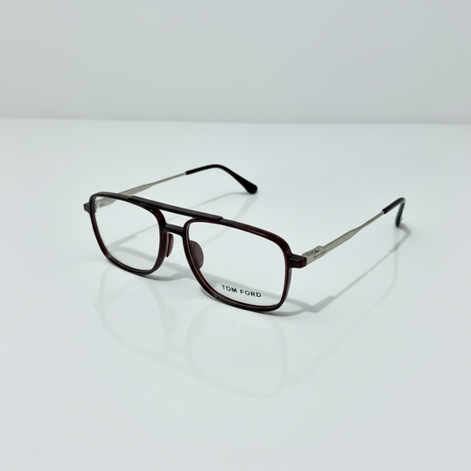 "TOM FORD Aviator Square Eyeglasses - Burgundy Brown"